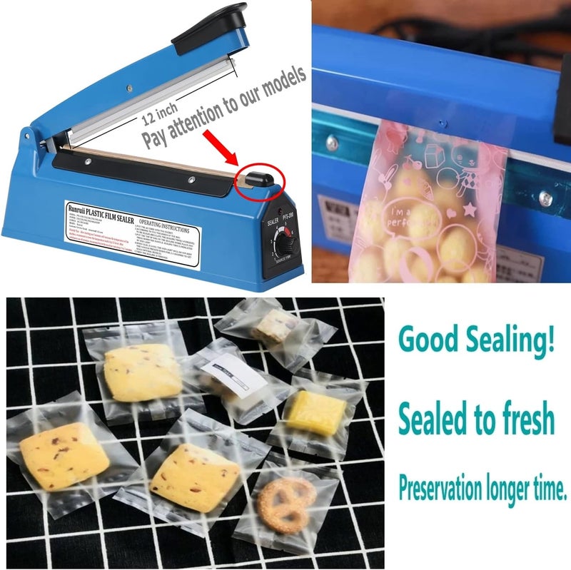 runruii Impulse Heat Sealer Manual Bags Sealer Heat Sealing Machine 12 Inch Impulse Sealer Machine for Plastic Bags PE PP Bags with Extra Replace Element Grip - Image 4